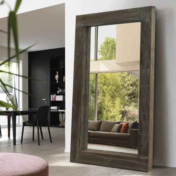 Full Mirror Full Length Mirror Floor Mirror Modern Brown Rectangle Wood Frame Mirror,71x32 - Image 8