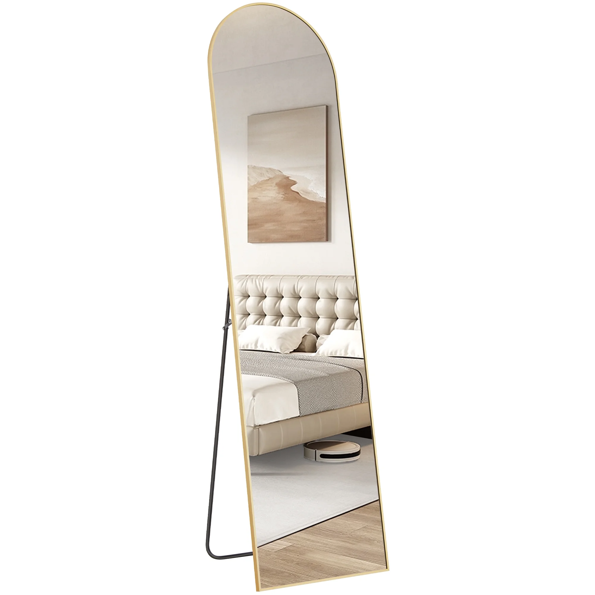 JOINSUN 59"x16" Arched Full Length Mirror with Aluminum Alloy Frame for Bedroom,Standing Full Body Mirror,Gold - Image 5