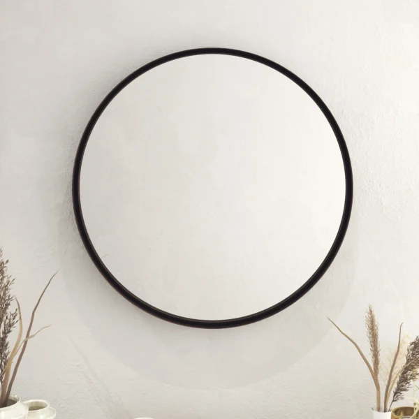 HBCY Creations 27.5" Large Round Mirror - Beautiful Brushed Bronze Wall Mirror - Handcrafted Oil Rubbed Circle Mirror - Metal Framed Decorative Mirrors for