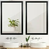 HomGarden 2 Pack 24''x36'' Rectangle Bathroom Vanity Wall Mirror Modern Black