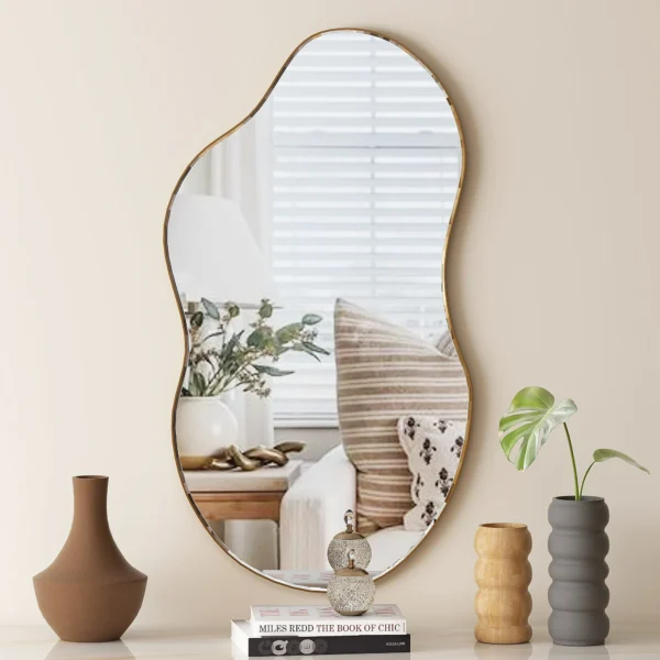 Irregular Mirror for Wall, Novelty Cloud Shaped Wall Mirror Asymmetrical Wall Mirror for Living Room Entryway 22"x36"