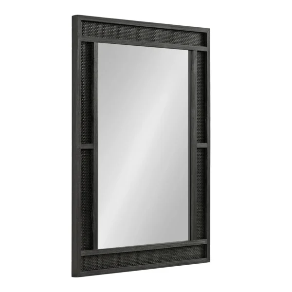 Kate and Laurel Corah Modern Rectangle Rattan Mirror, 26 x 36, Black, Decorative Wooden Wall Mirror with Authentic Rattan Frame for Bathroom Vanity Mirror - Image 5