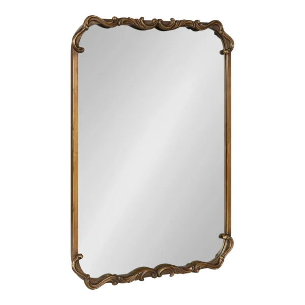 Kate and Laurel Brazelton Rounded Rectangle Ornate Traditional Mirror, 20 x 27, Gold, Ornamental Round Rectangular Classic Framed Wall Mirror - Image 5