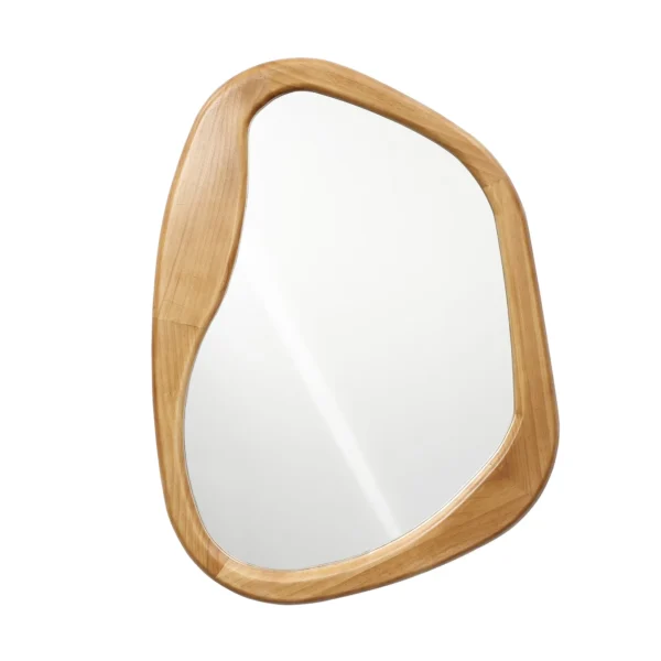LuxenHome Natural Pine Wood Frame Irregular Oblong Wall Mirror - Image 8
