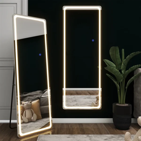 MAYEERTY 63"x20" LED Full Length Mirror, Aluminium Alloy Floor Mirror without Frame, Sliver - Image 6