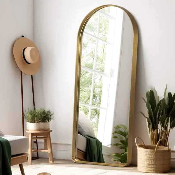 MAYEERTY 71" × 32" Arched Full Length Mirror Aluminium Alloy Floor Mirror, Gold
