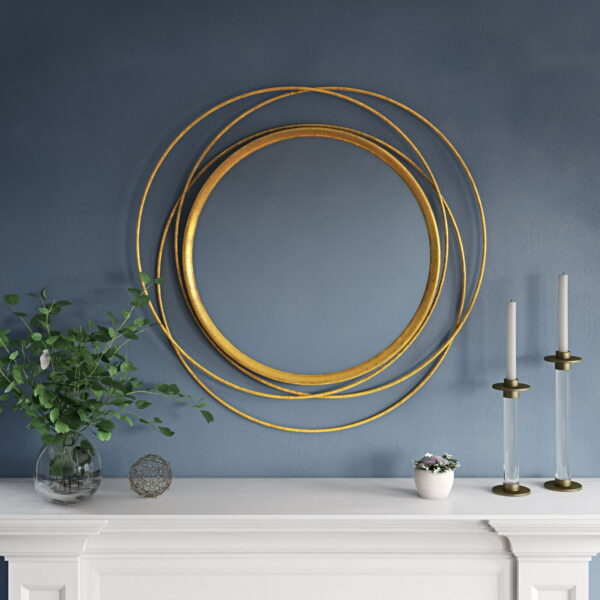 Mia 32" Round Wall Mirror, Gold - Image 7