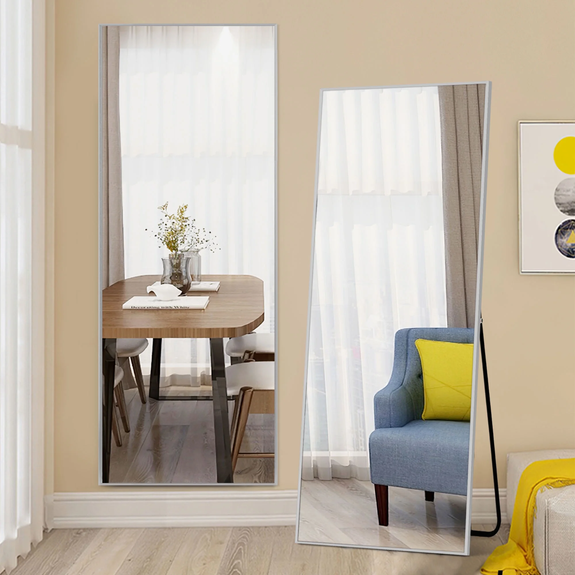 64"x22" Full Length Mirror Floor Mirror,Sliver - Image 6