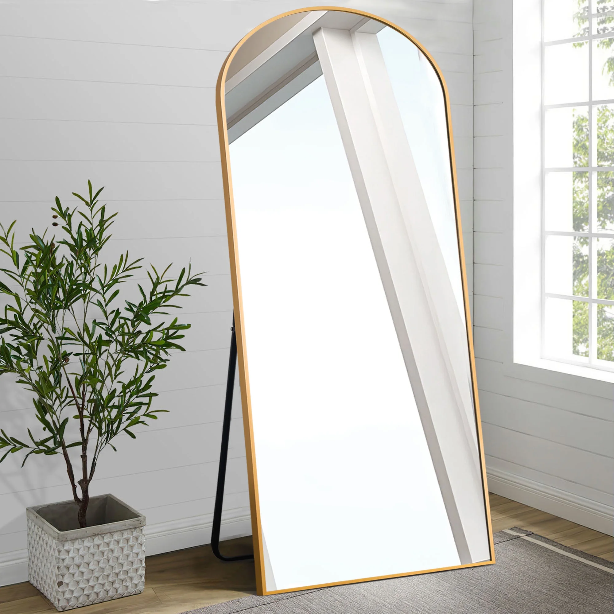 71" x 32" Floor Mirrors Free Standing Arched Full Length Mirrors Gold