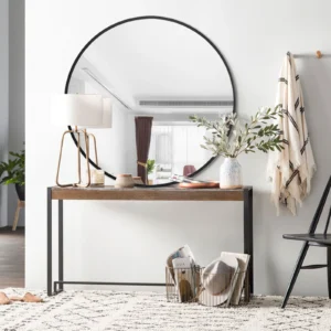 36" Home Decorative Aluminum Alloy Frame Round Wall Mounted Mirror,Black