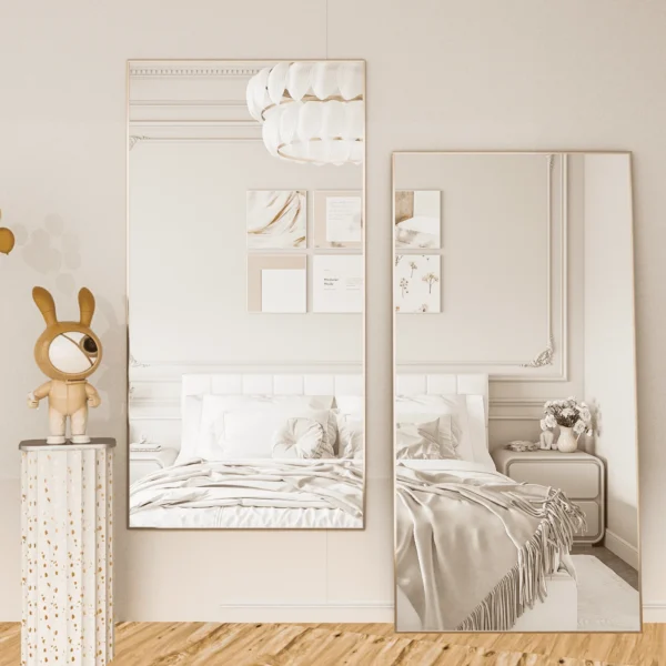 RACHMADES Full Length Mirror 65"x24" Floor Mirror Stand Gold Wall Large Full Body Mirror Rectangle - Image 12