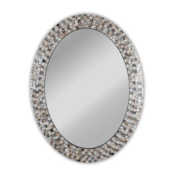 Radiance Goods Vertical Hanging Seashell Finish Oval Framed Wall Mirror 35" Height - Image 9