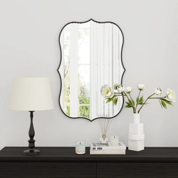 SHYFOY Irregular Wall Mirror with Metal Frame, Perfect for Living Room & Bedroom Decor - Antique Bronze Finish