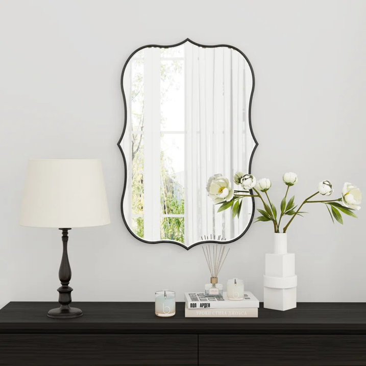 SHYFOY Irregular Wall Mirror with Metal Frame, Perfect for Living Room & Bedroom Decor - Antique Bronze Finish
