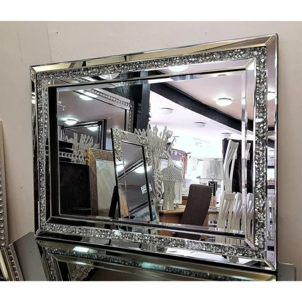SHYFOY Rectangle Decorative Wall Mirror Crushed Diamond Vanity Mirror Wall Mounted Makeup Mirror for Home Decor - Image 4