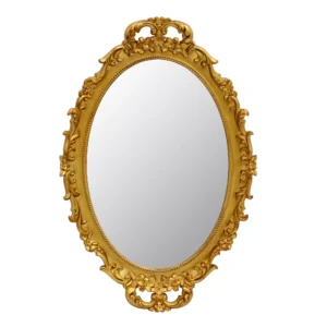 Vintage Decorative Gold Framed Mirror, Small Oval Wall Hanging Mirror - 9.6" W x 14.3" L (GOLD)