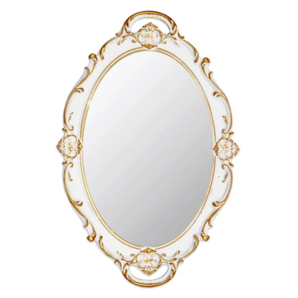 Vintage Mirror Small Wall Mirror Hanging Mirror 14.5 x 10 inchs Oval White - Image 5