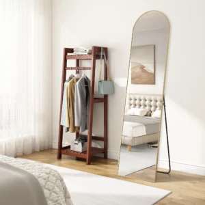 JOINSUN 59"x16" Arched Full Length Mirror with Aluminum Alloy Frame for Bedroom,Standing Full Body Mirror,Gold