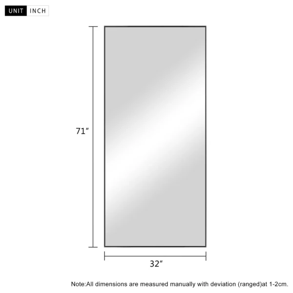 MAYEERTY 71"x32" Rectangle Oversized Full Length Mirror Aluminum Alloy Framed Floor Mirror with Bracket, Black - Image 4