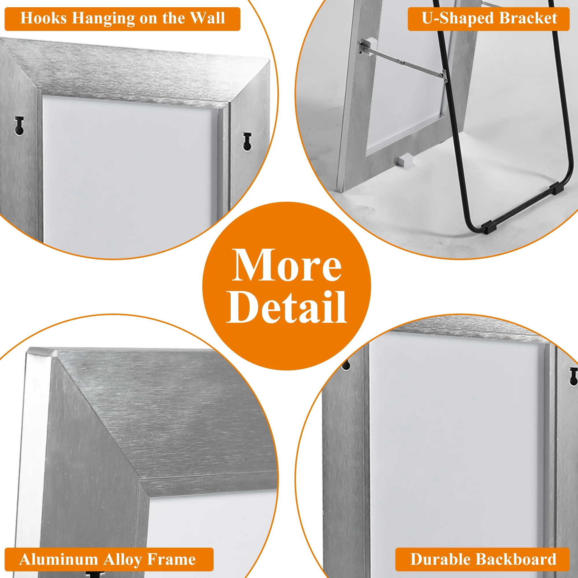 63"x16" LED Full Length Mirror Right Angle Wall Mounted LED Mirror,Sliver - Image 3