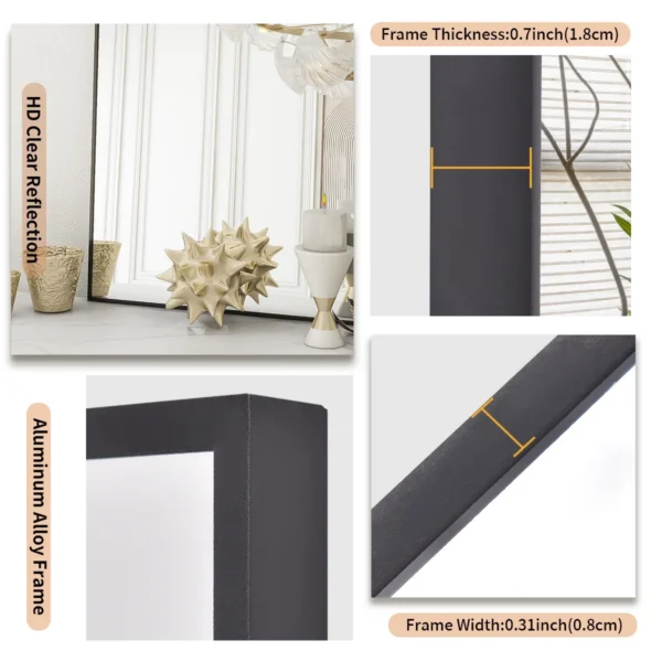 SEETHRUGLIMMER 38"x26" Rectangular Bathroom Wall Mirror with Metal Frame, Black - Image 4