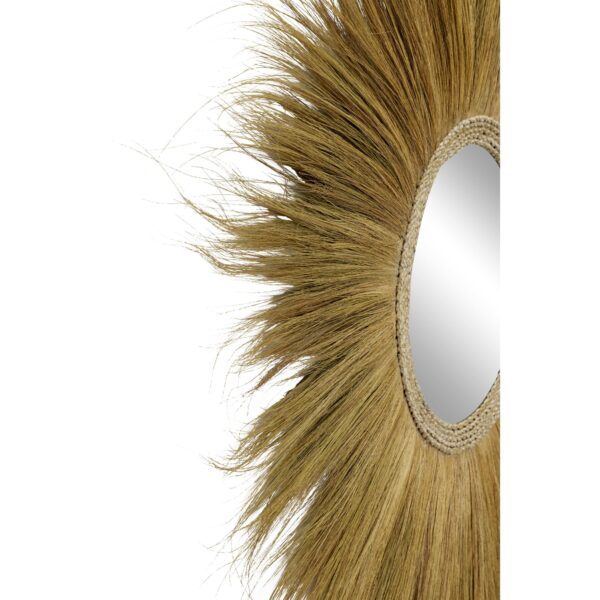 DecMode 45" x 45" Brown Tribal Inspired Sunburst Grass Wall Mirror with Coiled Rope Center - Image 5