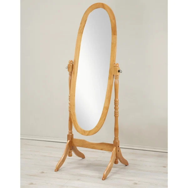 Copper Grove Monks Hood 22" x 59" Cherry Brown Traditional Wooden Oval Floor Cheval Mirror - Image 4