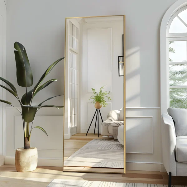 75x38 Oversized Rectangle Aluminum Alloy Frame Full Length Mirror Floor Mirror,Gold