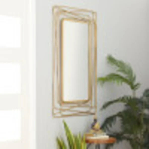 DecMode 31" x 47" Gold Wall Mirror with Thin Metal Rectangle Frame - Image 6