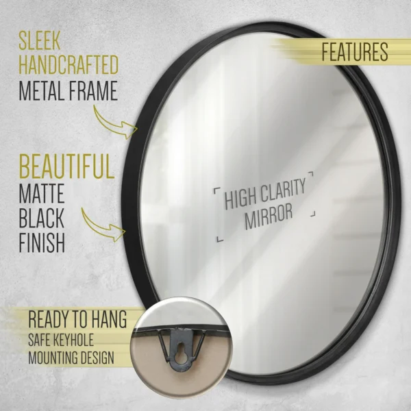 HBCY Creations Black Circle Wall Mirror 30 Inch Black Round Wall Mirror for Entryways, Washrooms, Living Rooms - Image 6