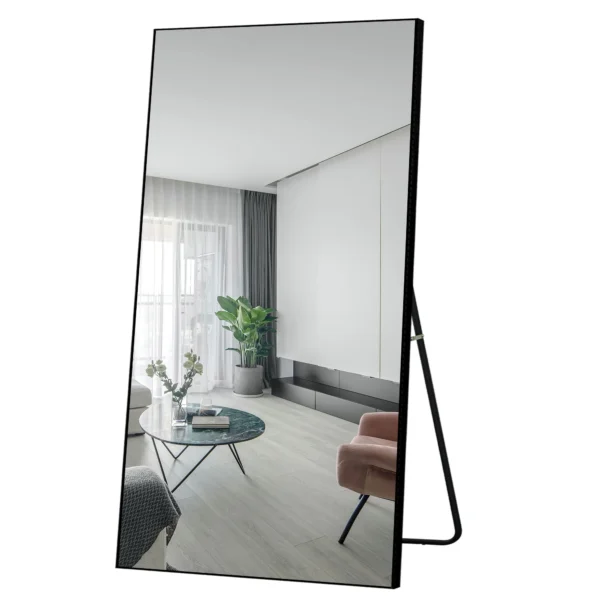 MAYEERTY 71"x32" Rectangle Oversized Full Length Mirror Aluminum Alloy Framed Floor Mirror with Bracket, Black - Image 5