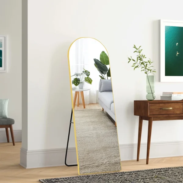 59"x16" Arched Full Length Mirror Full Body Floor Mirror with Stand for Bedroom Cloakroom, Gold - Image 5