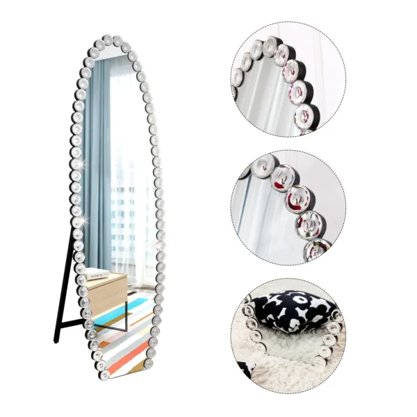 SHYFOY Oval Jeweled Floor Mirror Accent Crystal Full Length Mirror - Image 5