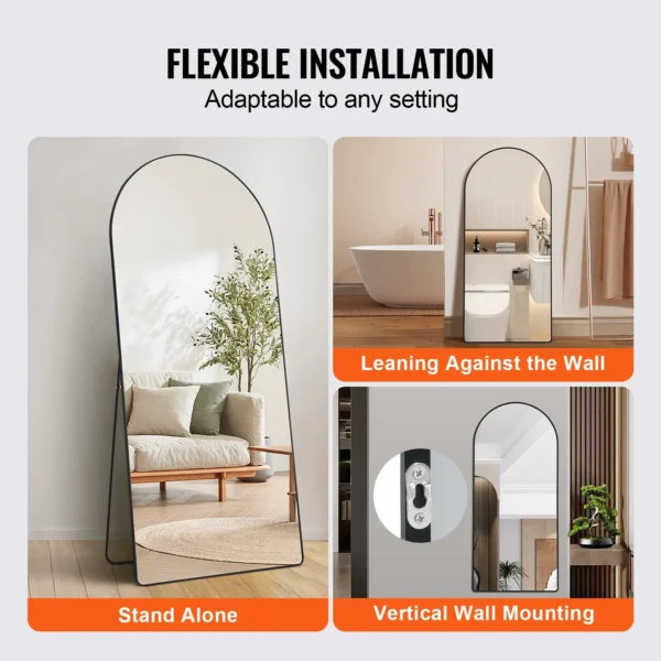 KFFKFF Arched Full Length Mirror 71'' x 32'' Full Body Mirror Standing Hanging - Image 7