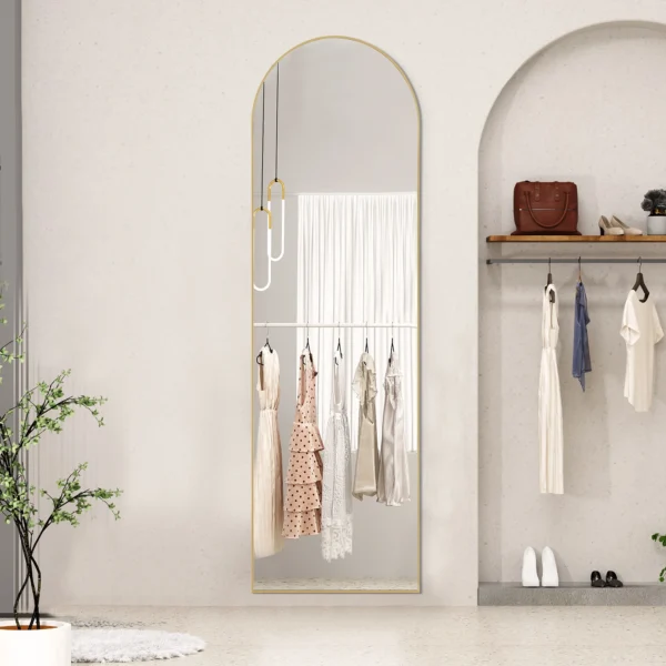 59"x16" Arched Full Length Mirror Large Full Body Floor Mirror with Stand Wall-mounted Mirror for Dressing,Gold - Image 5