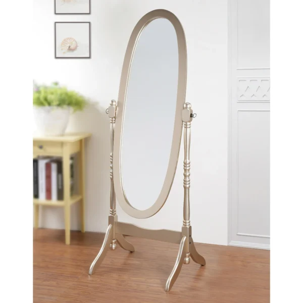 Copper Grove Monks Hood 22" x 59" Cherry Brown Traditional Wooden Oval Floor Cheval Mirror - Image 5