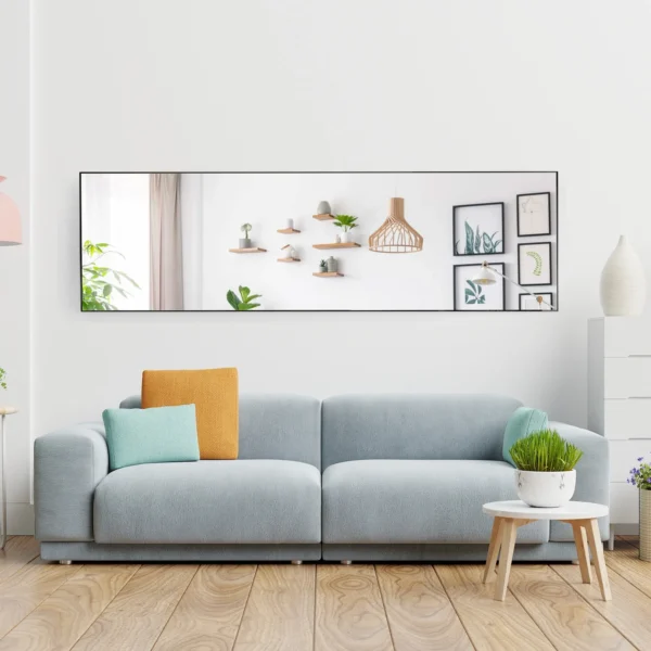 Full Length Mirror, 16"x59" Nano Glass Floor Mirror, Standing Rectangle Floor Mirrors Body Dressing Wall-Mounted Mirror for Living Room, Bedroom,Gold - Image 5