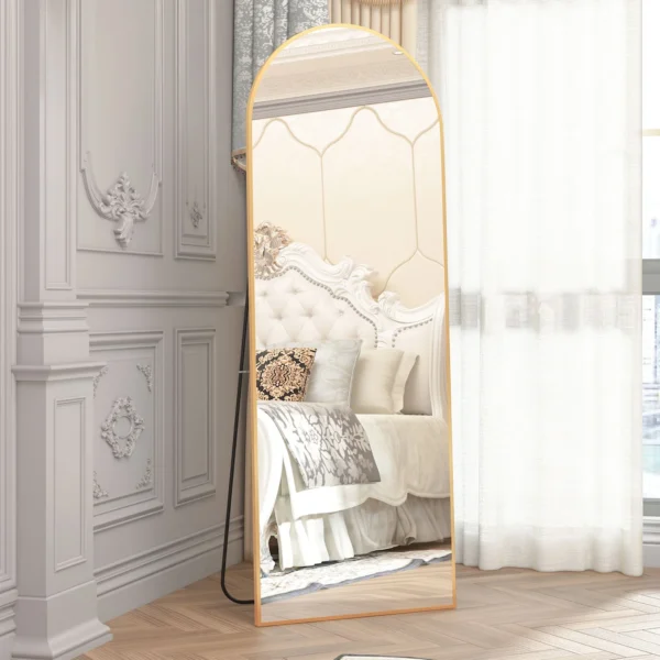 RACHMADES Arched Mirror Full Length 65"x22", Arch Gold Mirror with Stand Large Floor Mirror, Full Body Mirror Standing Bedroom Mirror Wall Mirror - Image 5