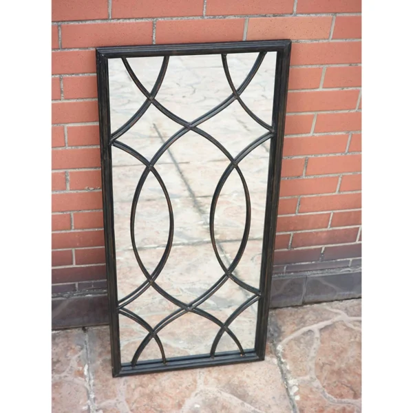 Parisloft Rectangle Window Pane Metal Wall Mirror, Black, 27.75" H - Image 5
