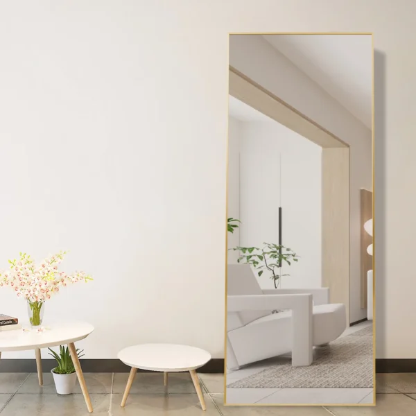 RACHMADES Full Length Mirror 65"x24" Floor Mirror Stand Gold Wall Large Full Body Mirror Rectangle - Image 7