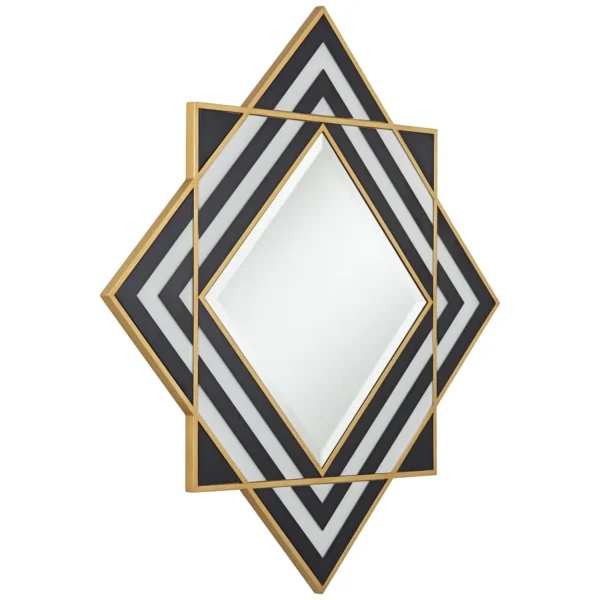 Possini Euro Design Zorra Square Decorative Wall Mirror Modern Glam Black White Gold Wood Frame 36" Wide Bedroom - Image 4
