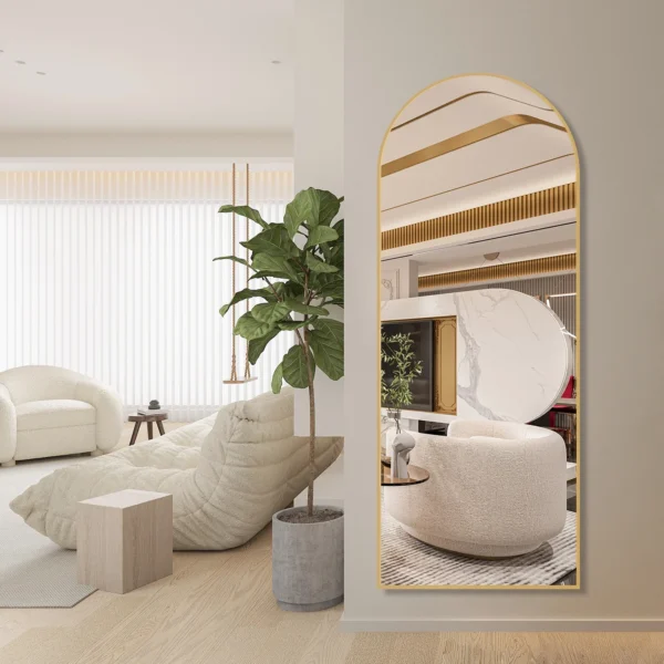 RACHMADES Arched Mirror Full Length 65"x22", Arch Gold Mirror with Stand Large Floor Mirror, Full Body Mirror Standing Bedroom Mirror Wall Mirror - Image 6