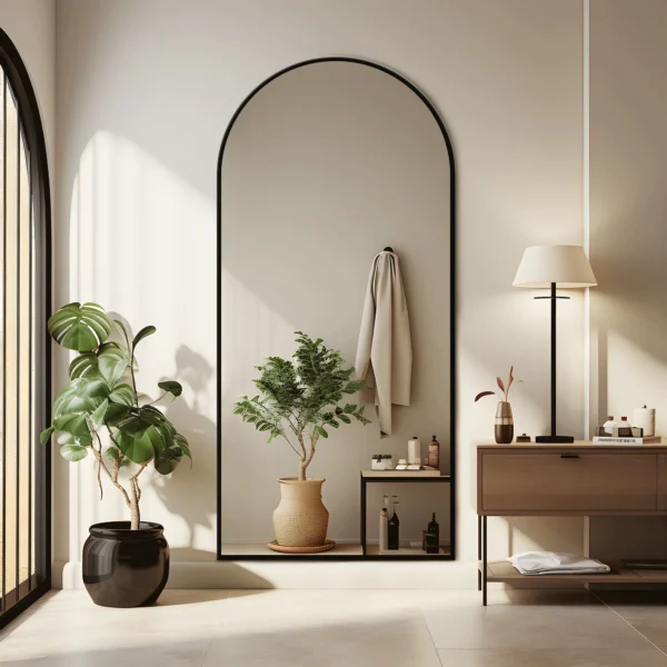 79x35 Oversized Arch Aluminum Alloy Frame Full Length Mirror Floor Mirror,Black - Image 3