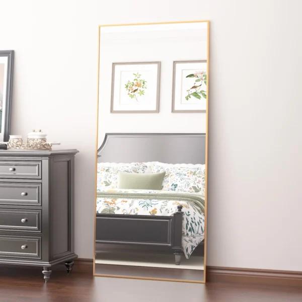 RACHMADES Full Length Mirror 65"x24" Floor Mirror Stand Gold Wall Large Full Body Mirror Rectangle - Image 8