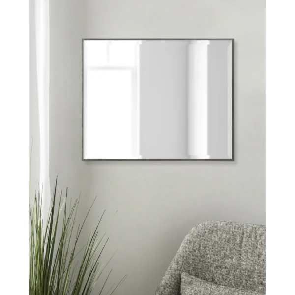 Kate and Laurel Rhodes Large Framed Modern Rectangle Wall Mirror, 23 x 29, Dark Silver, Sleek Decorative Mirror for Wall with Modern Frame and Geometric Shape