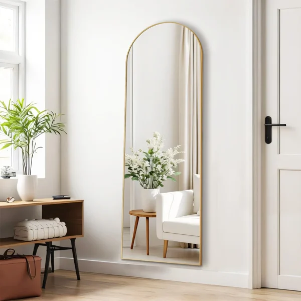 59"x16" Arched Full Length Mirror Large Full Body Floor Mirror with Stand Wall-mounted Mirror for Dressing,Gold - Image 6
