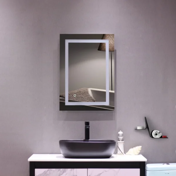 Zimtown Touch LED Bathroom Mirror Rectangle Light Strip Lighted Mirror 32x24 Silver - Image 12