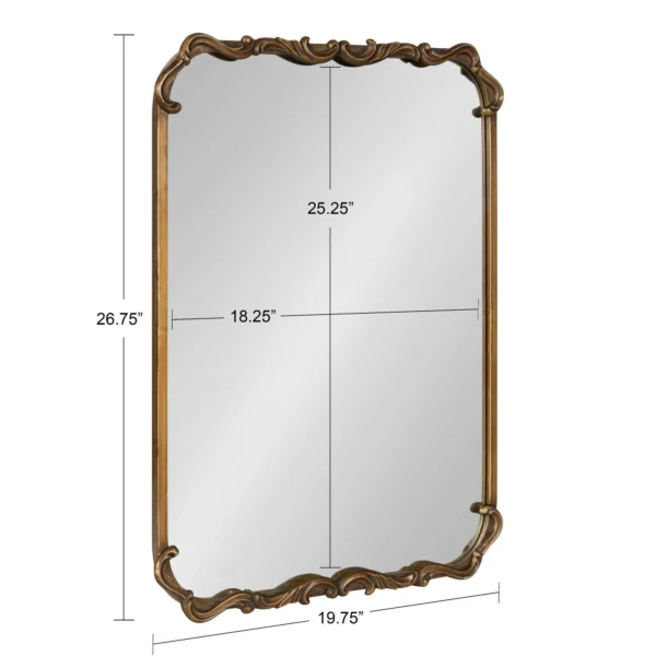Kate and Laurel Brazelton Rounded Rectangle Ornate Traditional Mirror, 20 x 27, Gold, Ornamental Round Rectangular Classic Framed Wall Mirror - Image 4