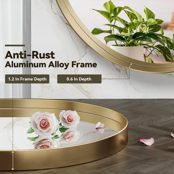 Scifil Gold Oval Mirror for Bathroom Vanity 20x30 Inch, Metal Framed Bathroom Wall Vanity Mirror, Modern Pill Shaped Mirror for Bedroom Living Room Wall Decor Hang Vertical and Horizontal - Image 6