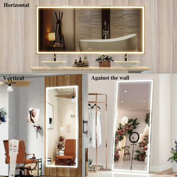 ANYHI 72" x 32" Silver Oversized LED Bathroom Full Length Wall Mirror Large - Image 9